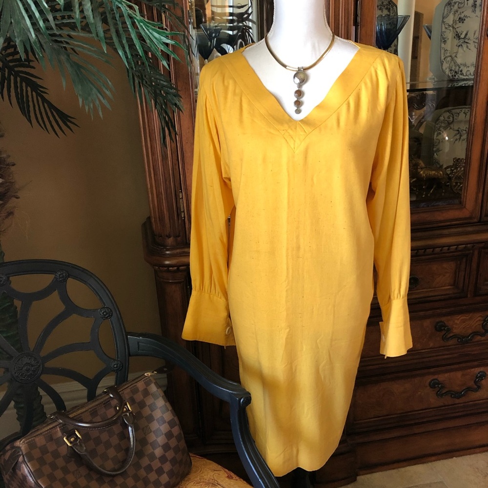 Saint Laurent Paris Vintage Yellow Dress Vintage 90’s Bergdorf Goodman Size S - Picture 7 of 7